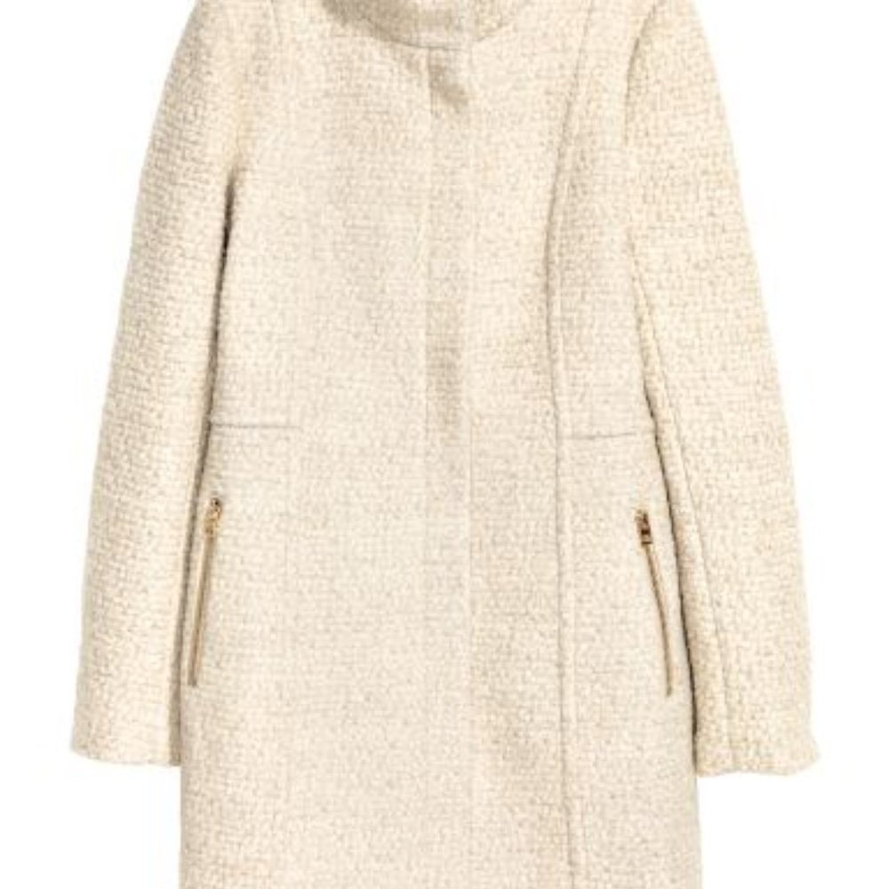 H&M Beige Short wool-blend coat- Size 10